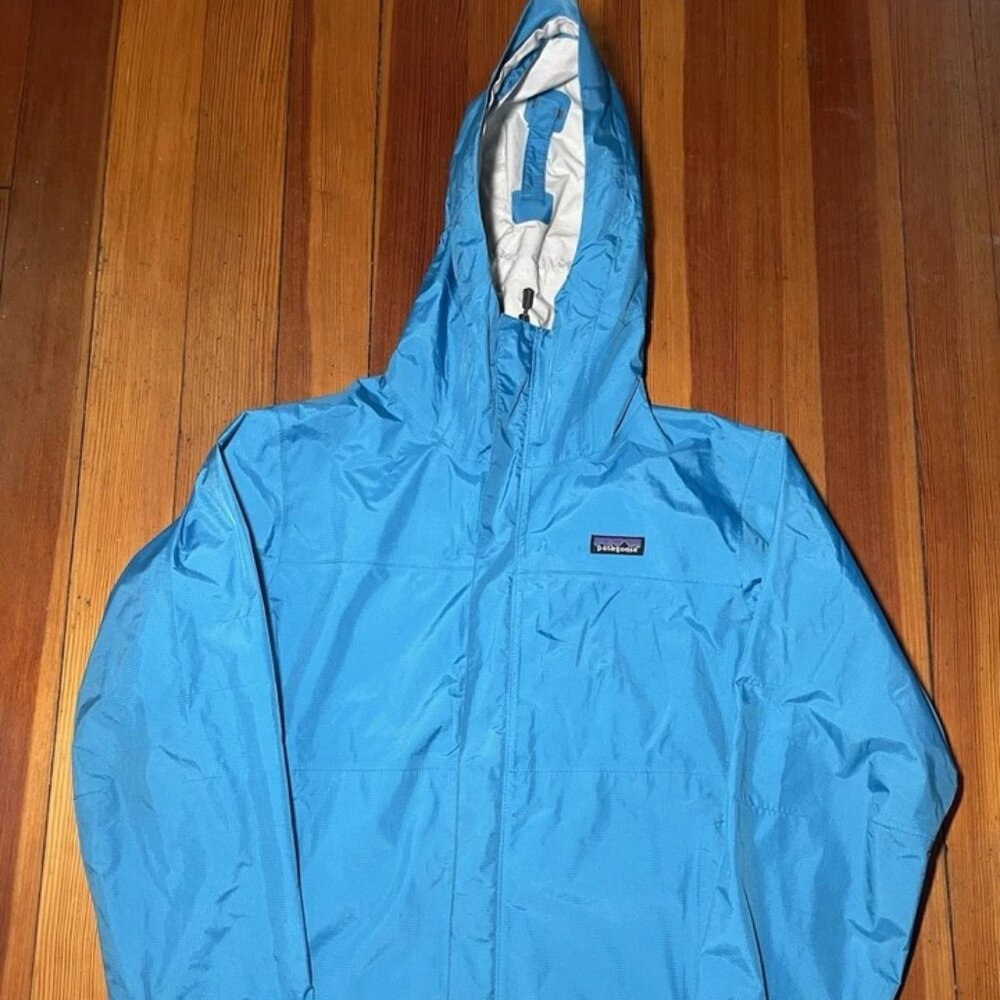 Patagonia Full Zip Windbreaker Pit Zips Jacket Nylon Blue Men Size M Hooded